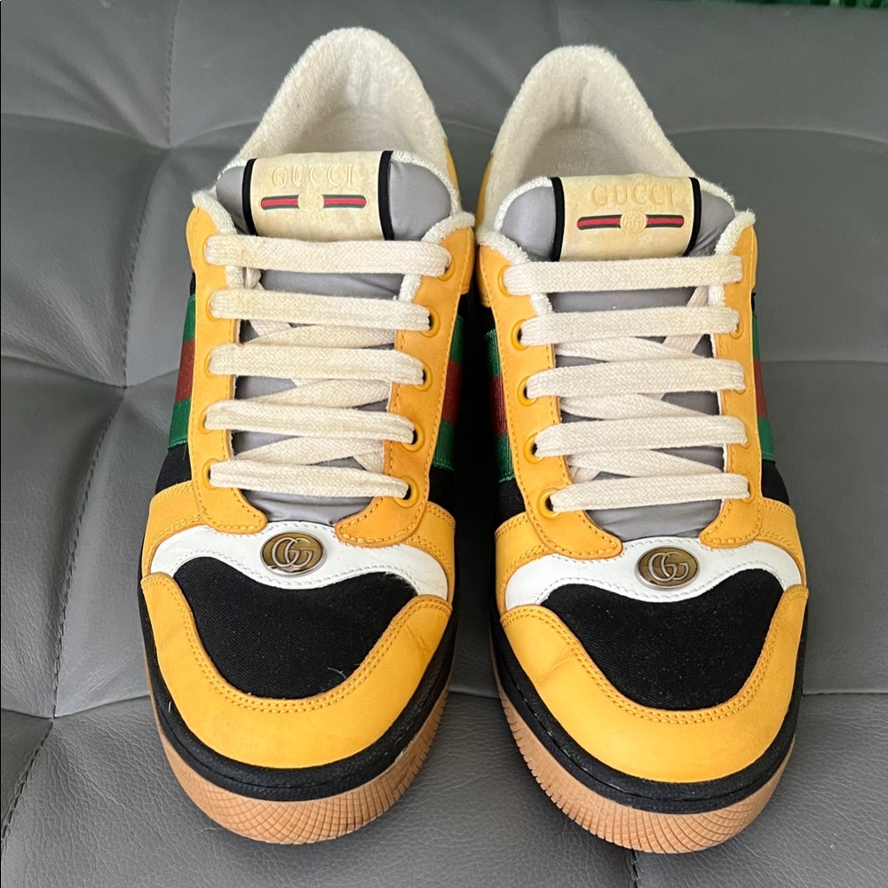 Gucci Men's Vibrant Yellow and Black Sneakers